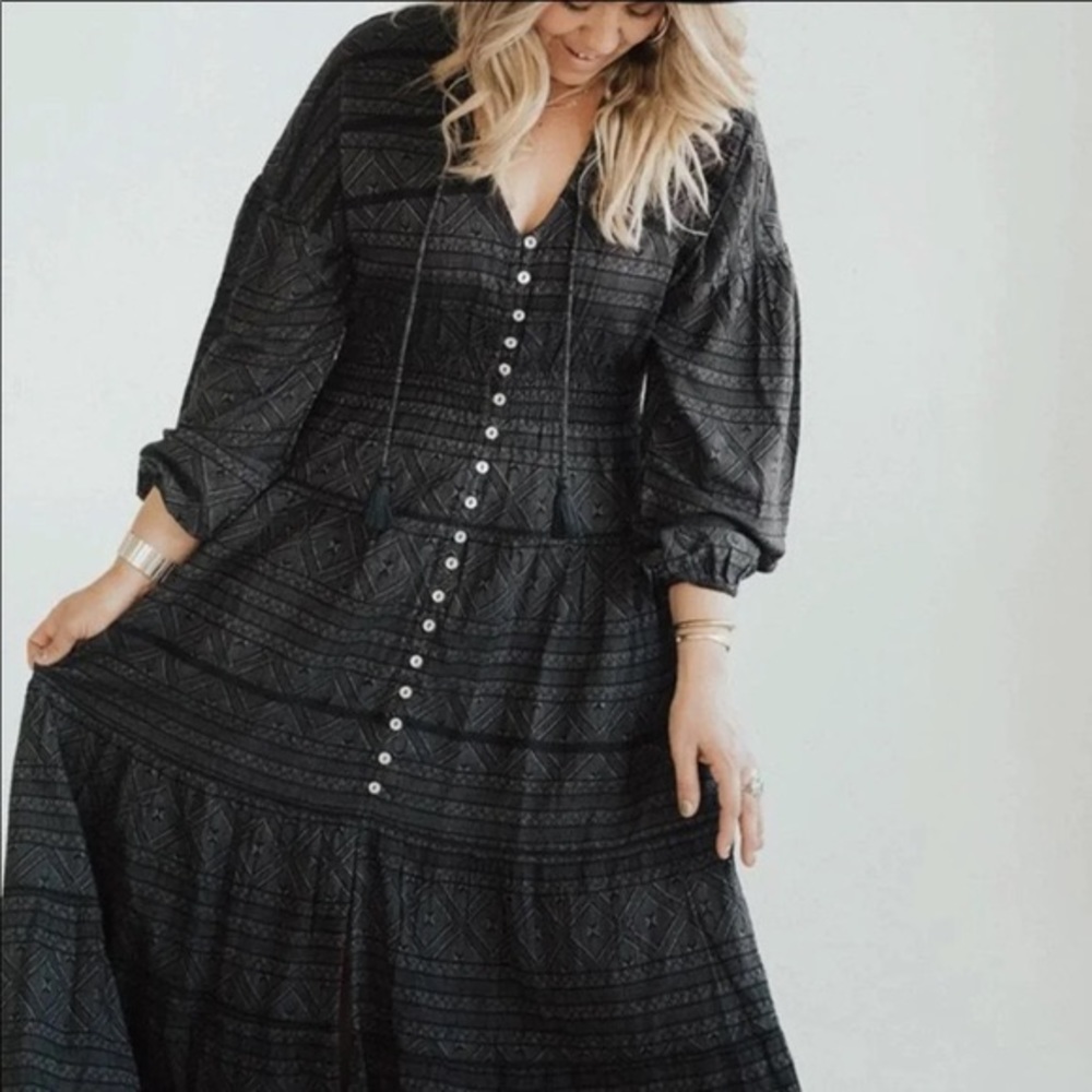 Carly Jean Los Angeles Charcoal Maxi Dress
